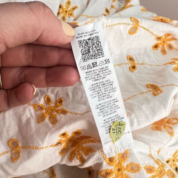 ASOS Design Women's Off Shoulder Bardot Mini Swing Dress Yellow White Size 10 - Picture 9 of 10